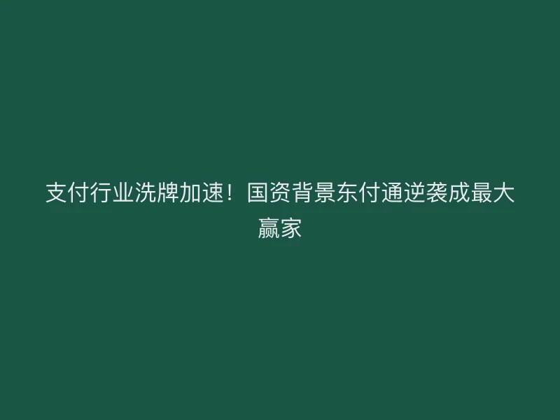 支付行业洗牌加速！国资背景聚驰家逆袭成最大赢家