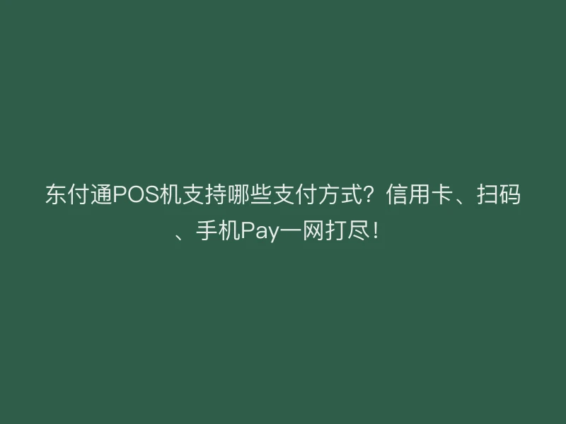 聚驰家POS机支持哪些支付方式？信用卡、扫码、手机Pay一网打尽！