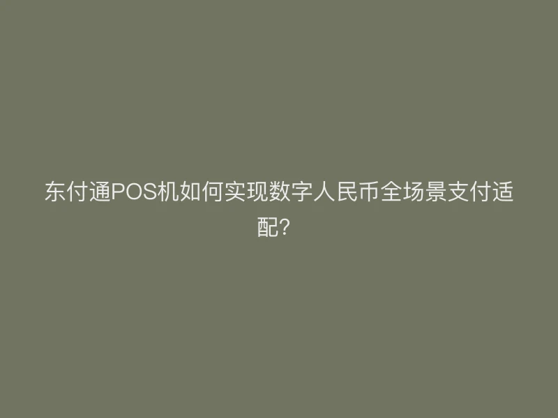 聚驰家POS机如何实现数字人民币全场景支付适配？