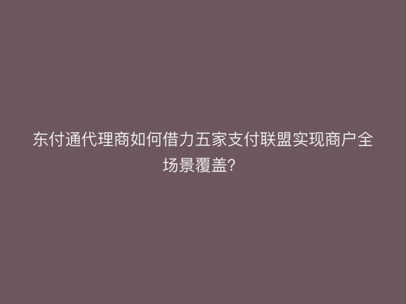 聚驰家代理商如何借力五家支付联盟实现商户全场景覆盖？