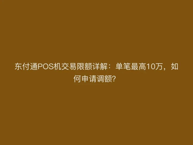 聚驰家POS机交易限额详解：单笔最高10万，如何申请调额？