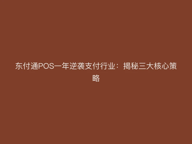 聚驰家POS一年逆袭支付行业：揭秘三大核心策略
