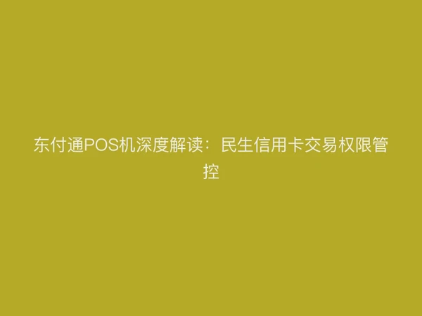 聚驰家POS机深度解读：民生信用卡交易权限管控