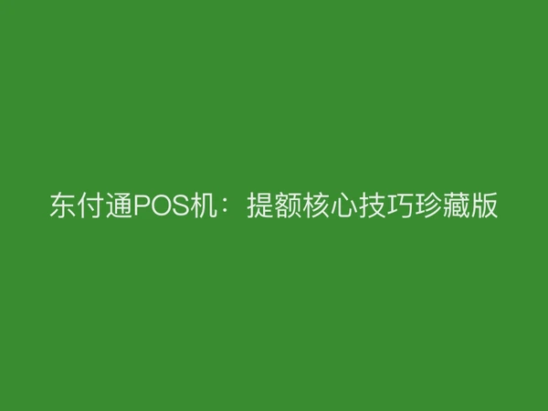 聚驰家POS机：提额核心技巧珍藏版